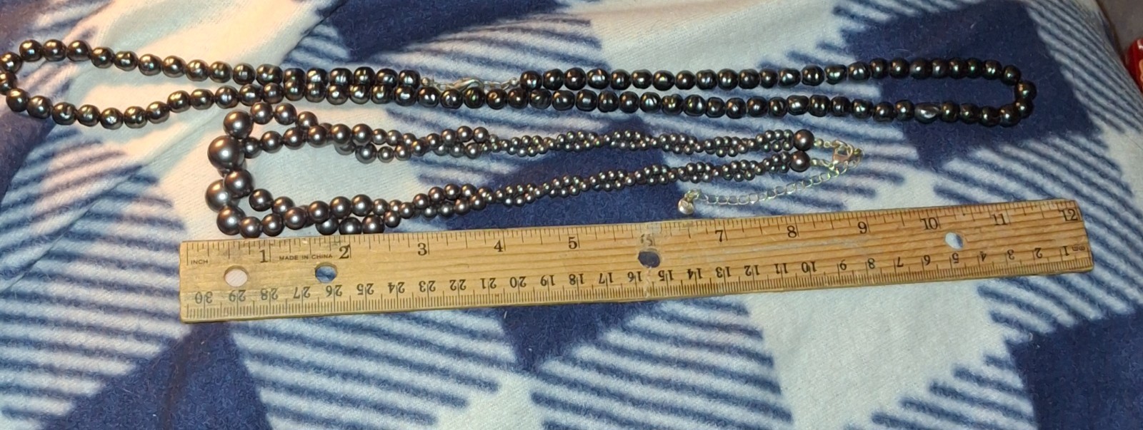 2 Vintage Strands Faux Pearls beads 1-rmn 1-unsigned 16in and 28 approx silvert