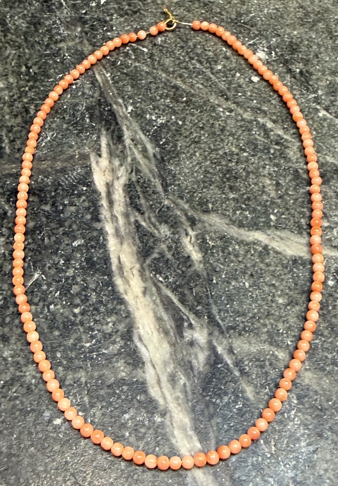 Victorian Genuine Angel Skin Coral Round Bead Necklace – Needs new Clasp