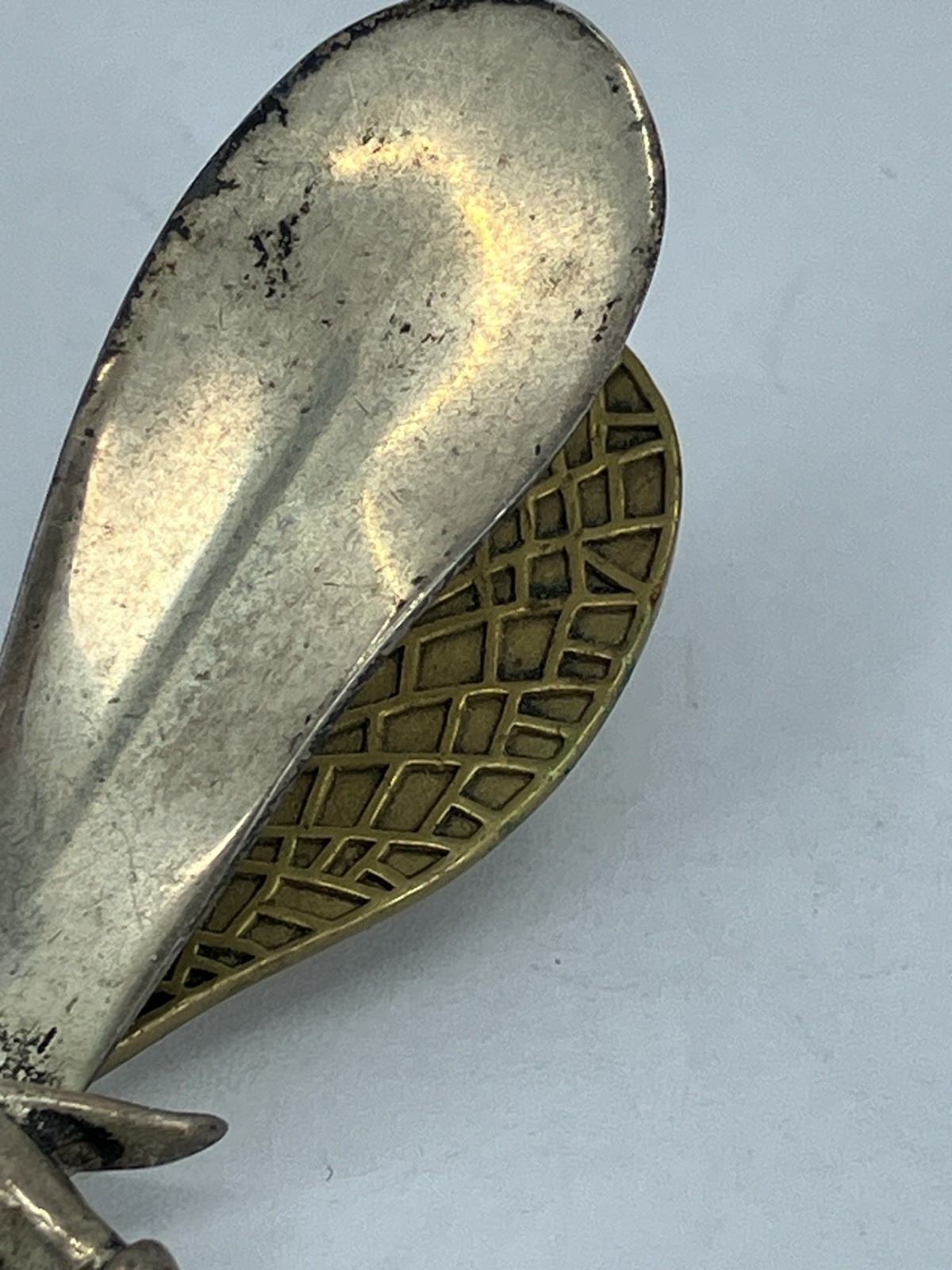 Vintage Mexico Sterling Dragonfly Brooch Eagle Mark Silver 925 Wings Mixed Metal