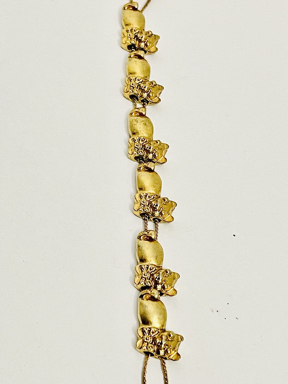 Vintage Gold Tone Cat Kitten Cuddling Slide Charm Bracelet