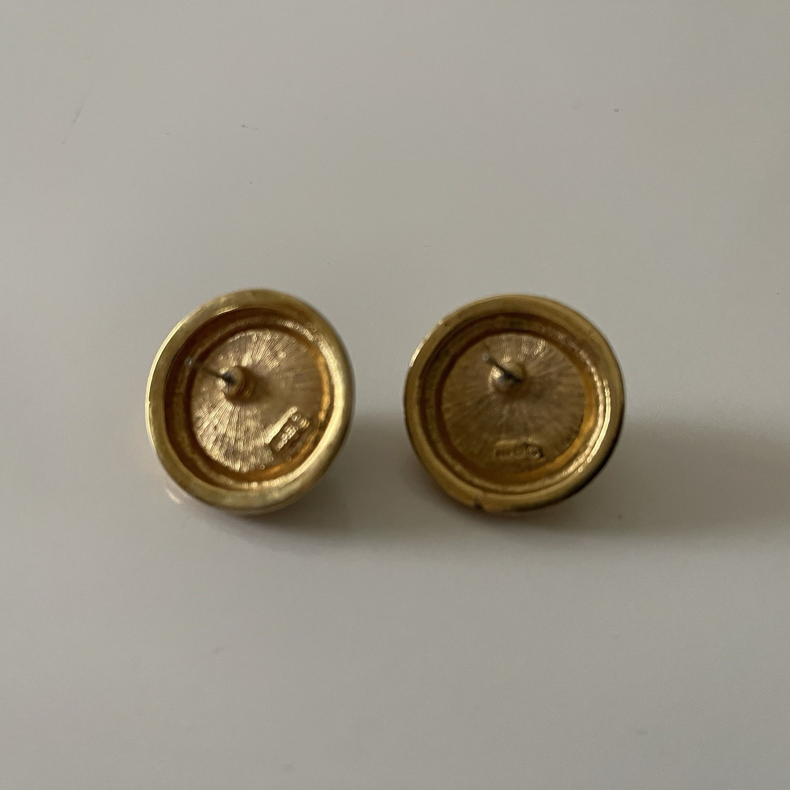 Napier Earrings Oval Pierced Off White Faux Pearl Gold Tone Signed Vintage