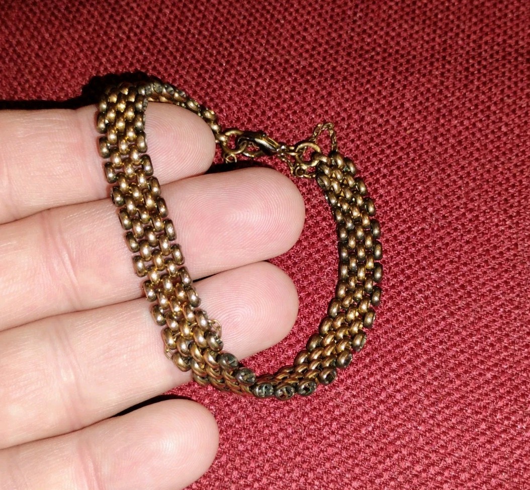 Vintage gold filled chain bracelet oval link, 7.5″ 20g unmarked *read