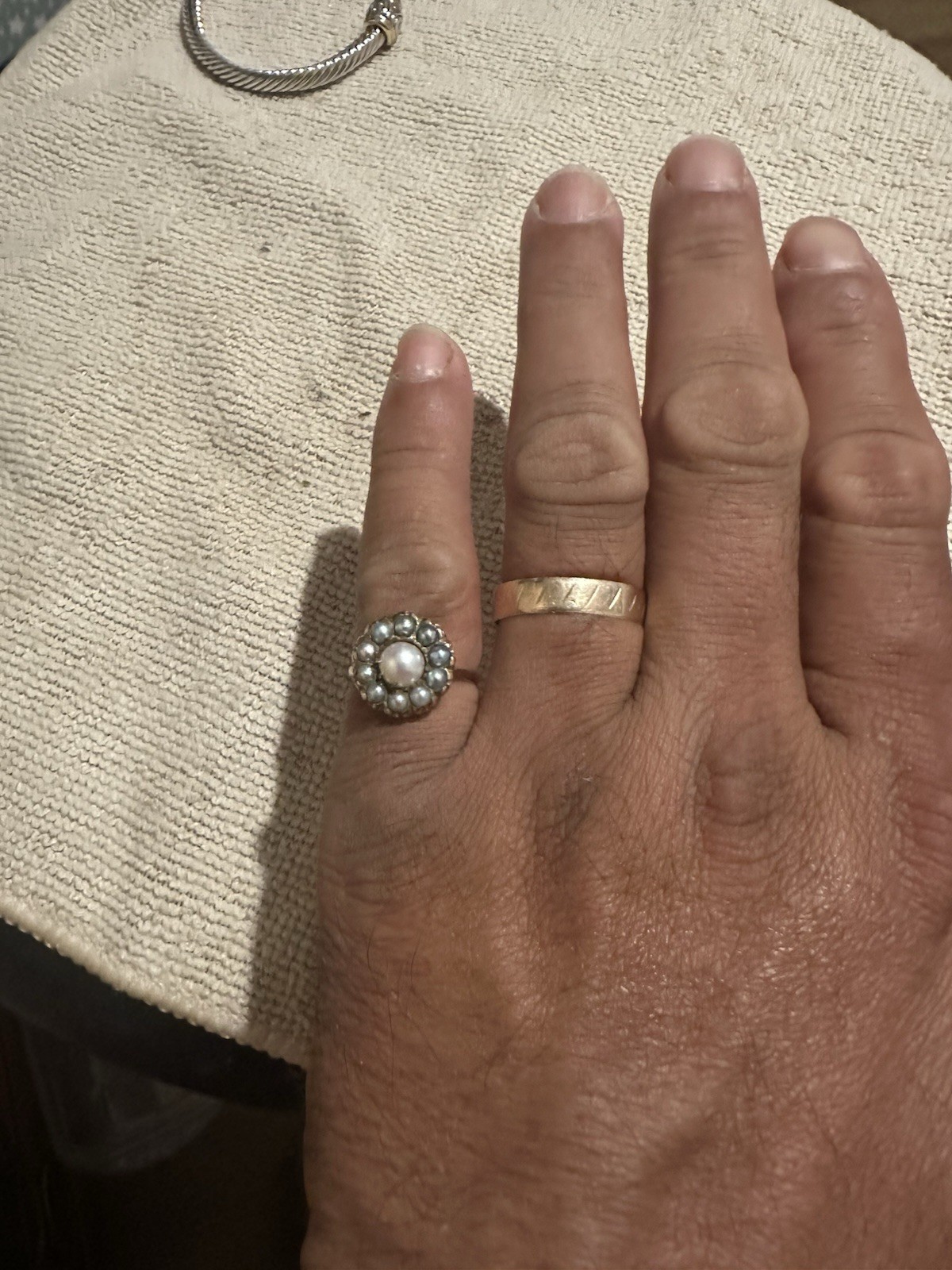 Antique Victorian 10k Yellow Gold Natural Pearls Cluster Ring