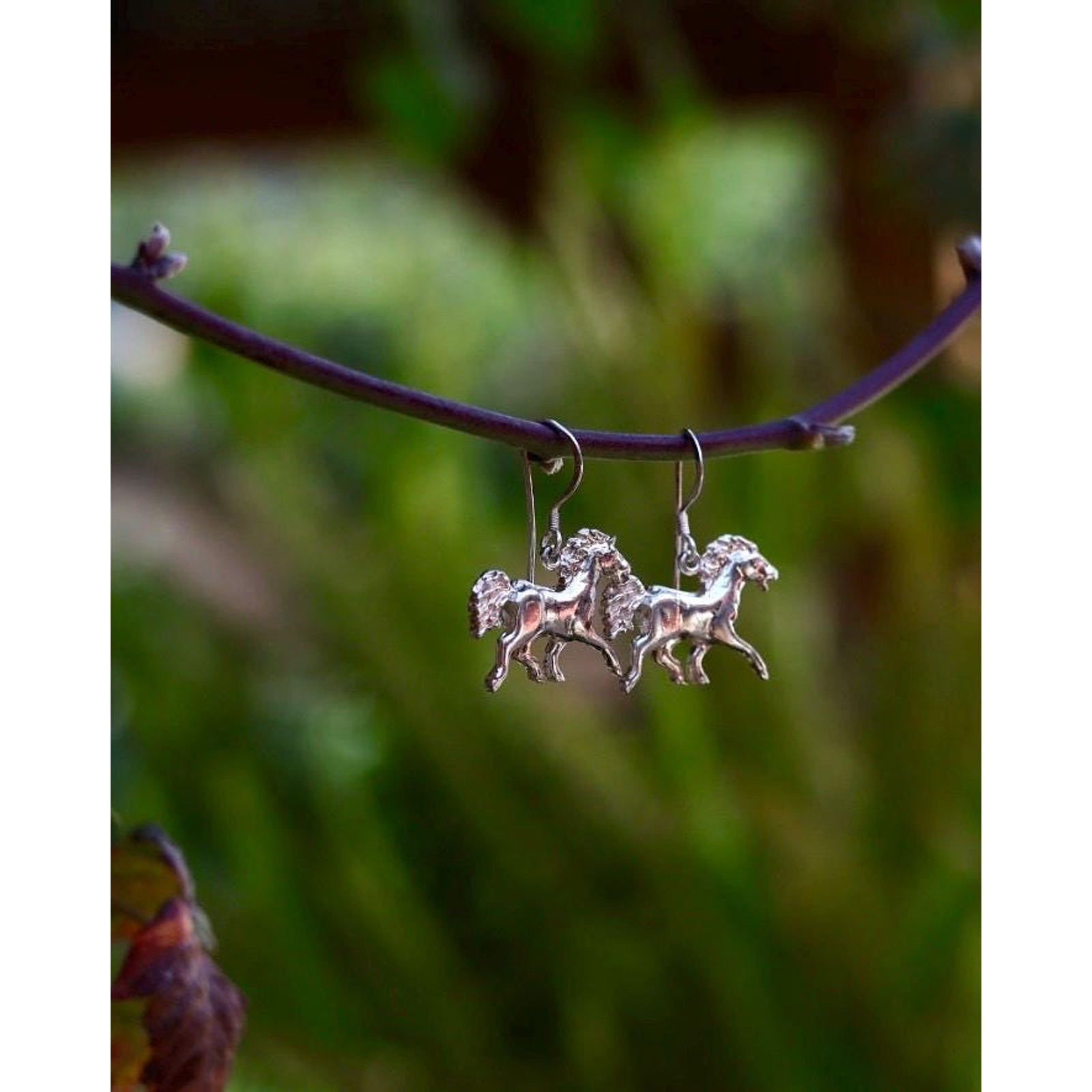 Vintage Sterling Silver Sculptural Horse Earrings | Running Horse | 925 Hook