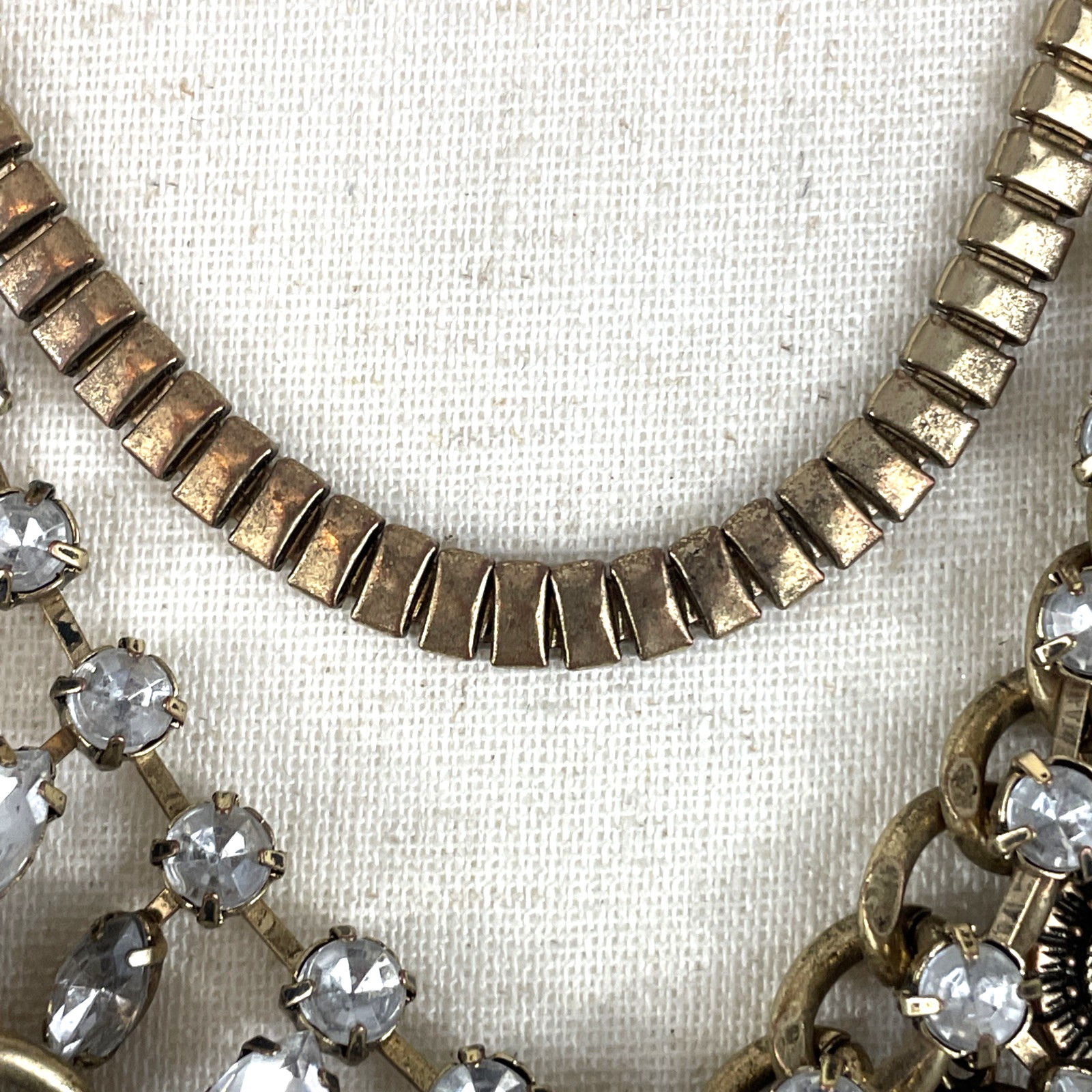 Vintage Egyptian Style Five Strand Bronze-Tone Fringe Layered Necklace 18″