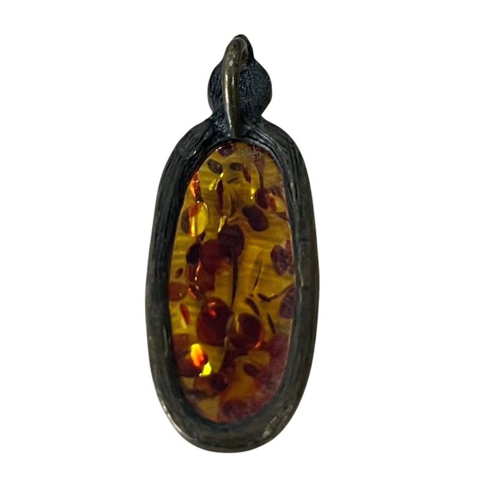 Vtg Amber Pendant Oval Orange Honey Baltic Gold Nineties Grunge Whimsygoth