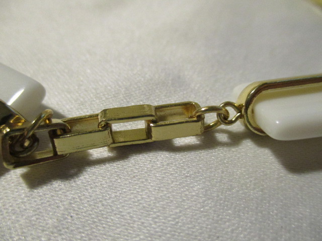 COLDWATER CREEK Goldtone with White Enamel Squares 34″ Long w/ 3″ Extender