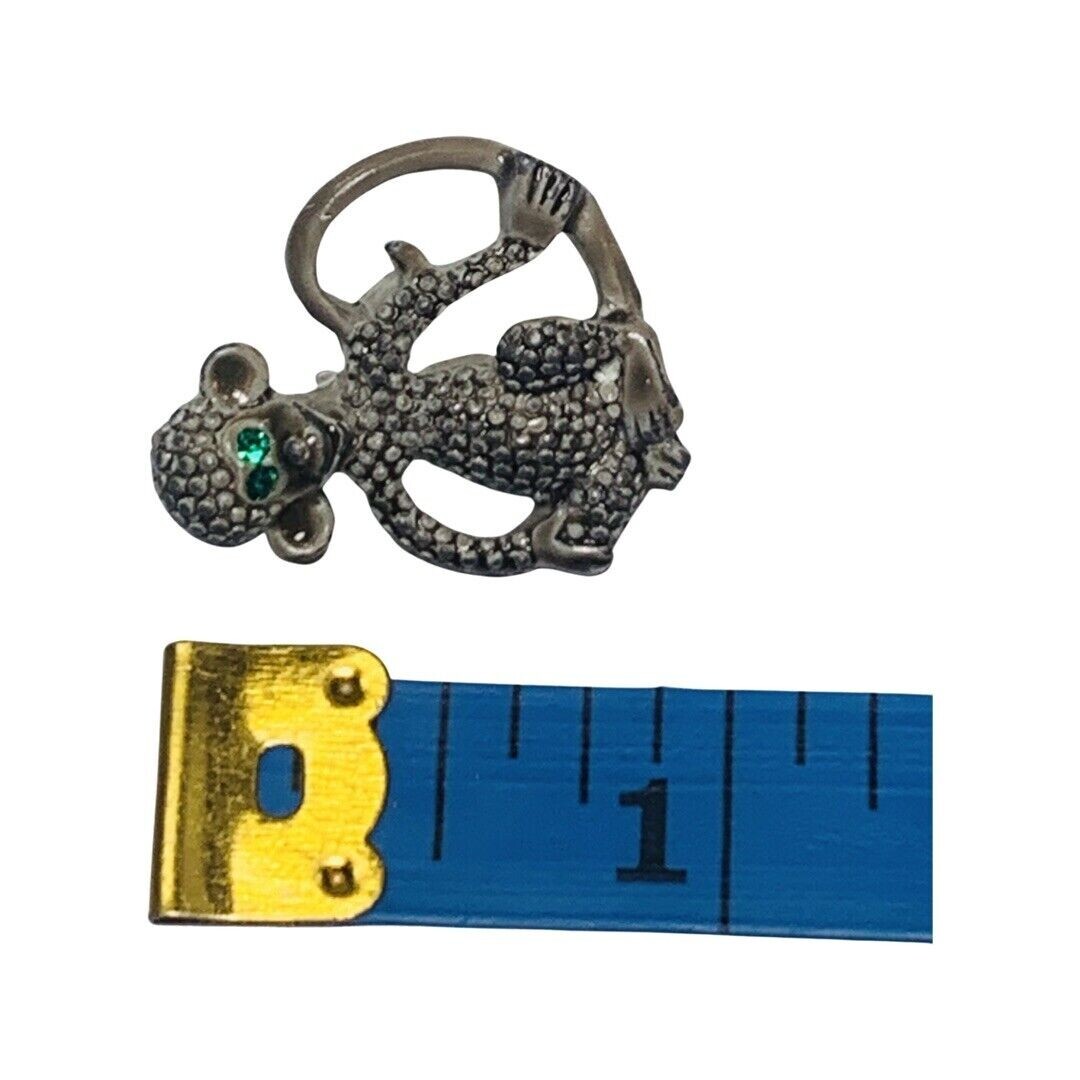 Monkey Brooch Pin 1” Silver Tone Whimsical Fairycore Jungle Figural