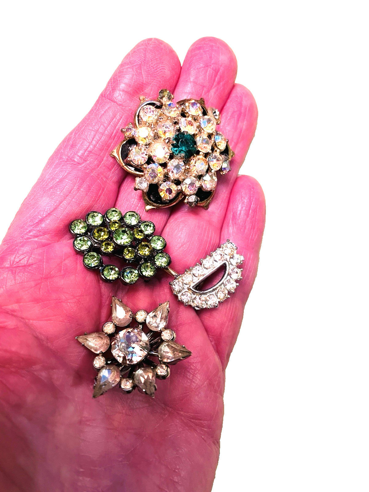 Rhinestone Jewelry Lot Dangle Earrings + 4 Pin Brooch Unsigned & Coro – 5 Piece
