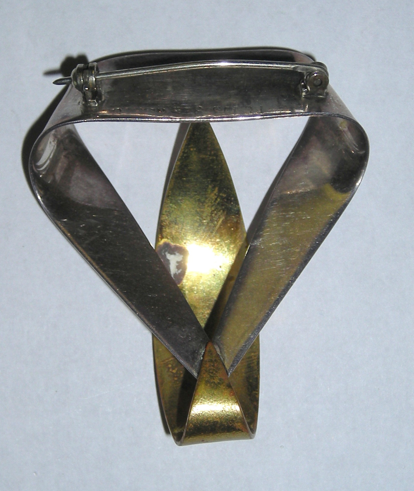 Sterling Mixed Metal Modernist Brooch Vintage Mexico Marked TC-103