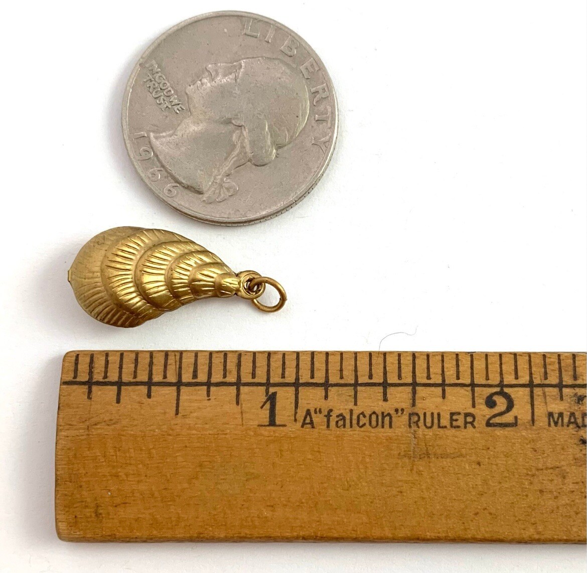 Vintage Seashell Charm Mussel Shell Brass Metal Pendant Vintage Jewelry For Her
