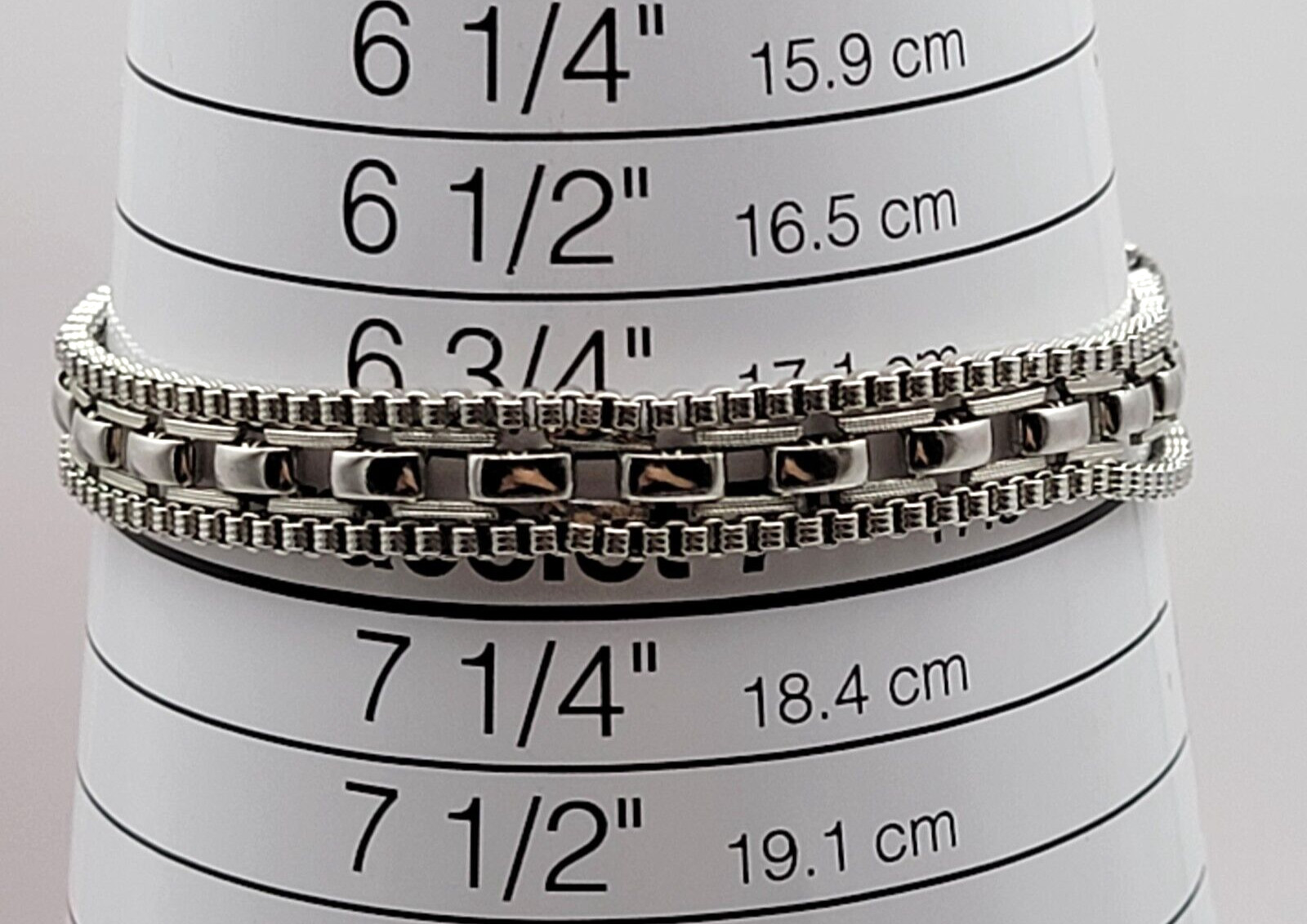 Goldette Bracelet Silver Tone Three-Row Fold Over Clasp Safety Chain 7 Inch