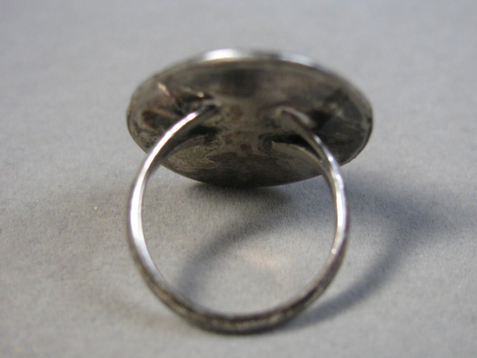 VINTAGE Sterling Silver Southwest Coral Shadow Box Ring 6.0g Size 7 #J4141