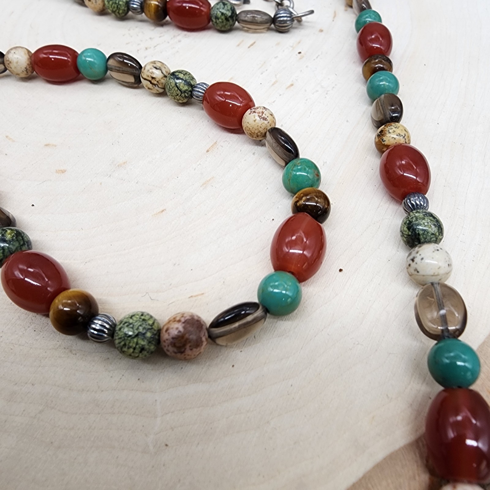 Carolyn Pollack 925 Sterling Multicolor Stones Beaded Necklace 26″ – 52g