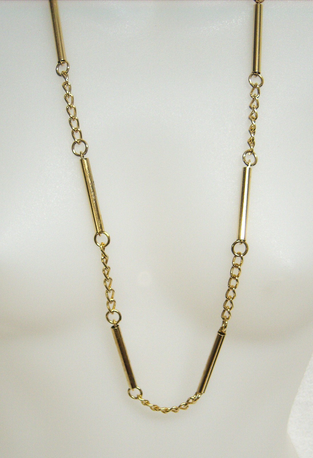 Vintage Goldtone Bar Link Chain Necklace Long Flapper Style Fashion Jewelry 31″