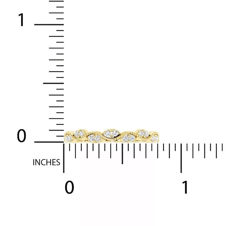 1 Ct Round Lab Created Diamond Stacking Milgrain Wedding Ring 14K Yellow Gold FN