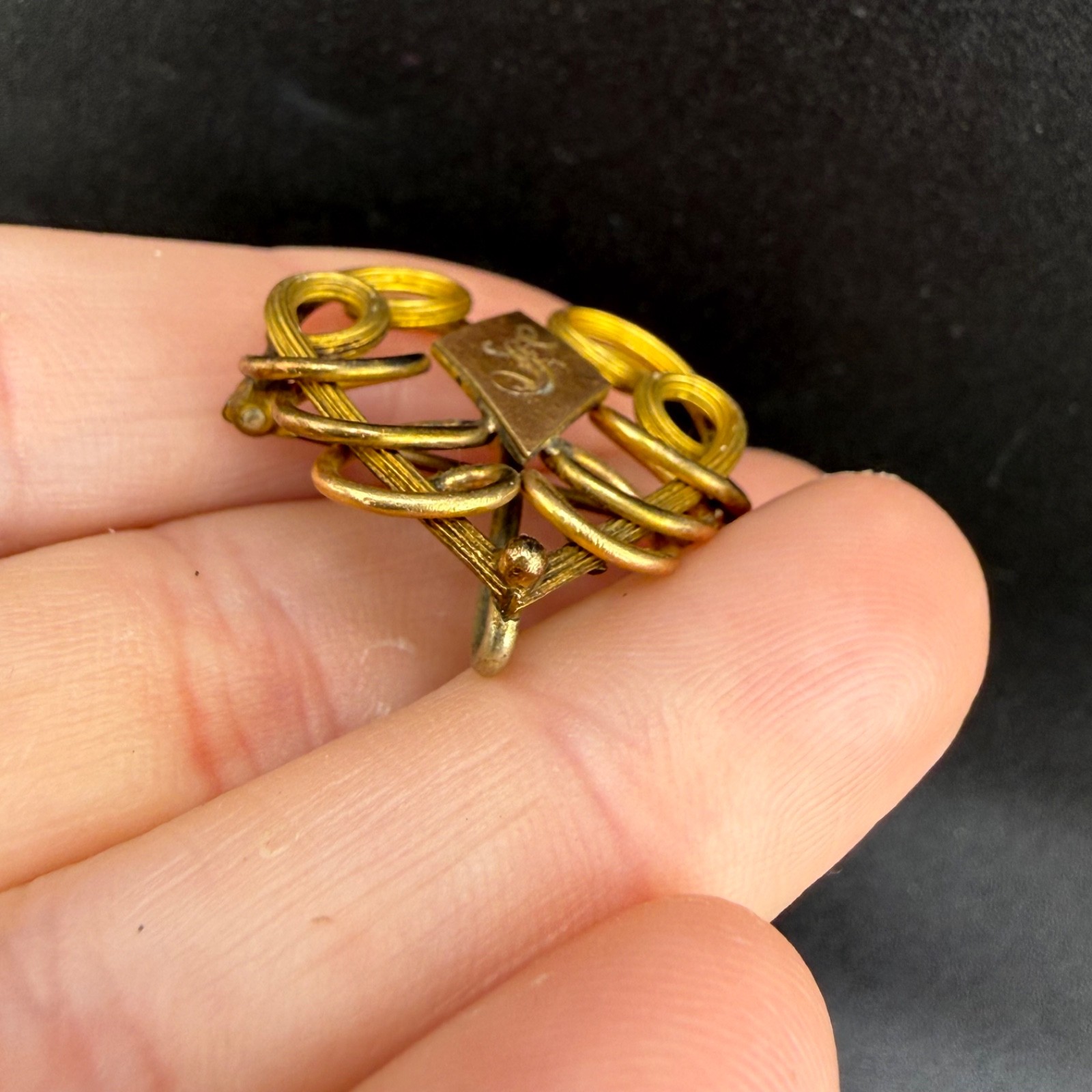 Vintage Art Nouveau Watch Pin Gold Filled Brooch Engraved