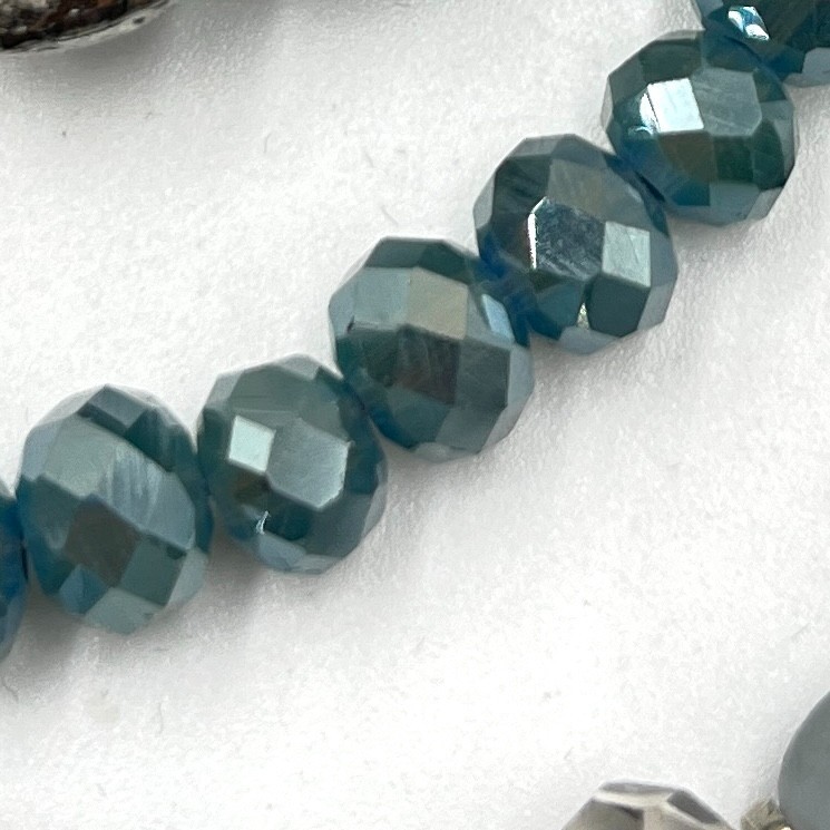 VTG Boho Slate Blue Multi-Strand Statement Necklace Lava Rock Beaded Layered Y2K