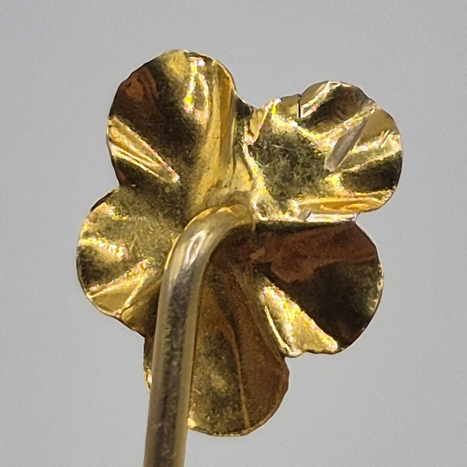 Vintage Yellow Gold Filled GF Unmarked Leaf Flower Rhinestone Stick Lapel Pin