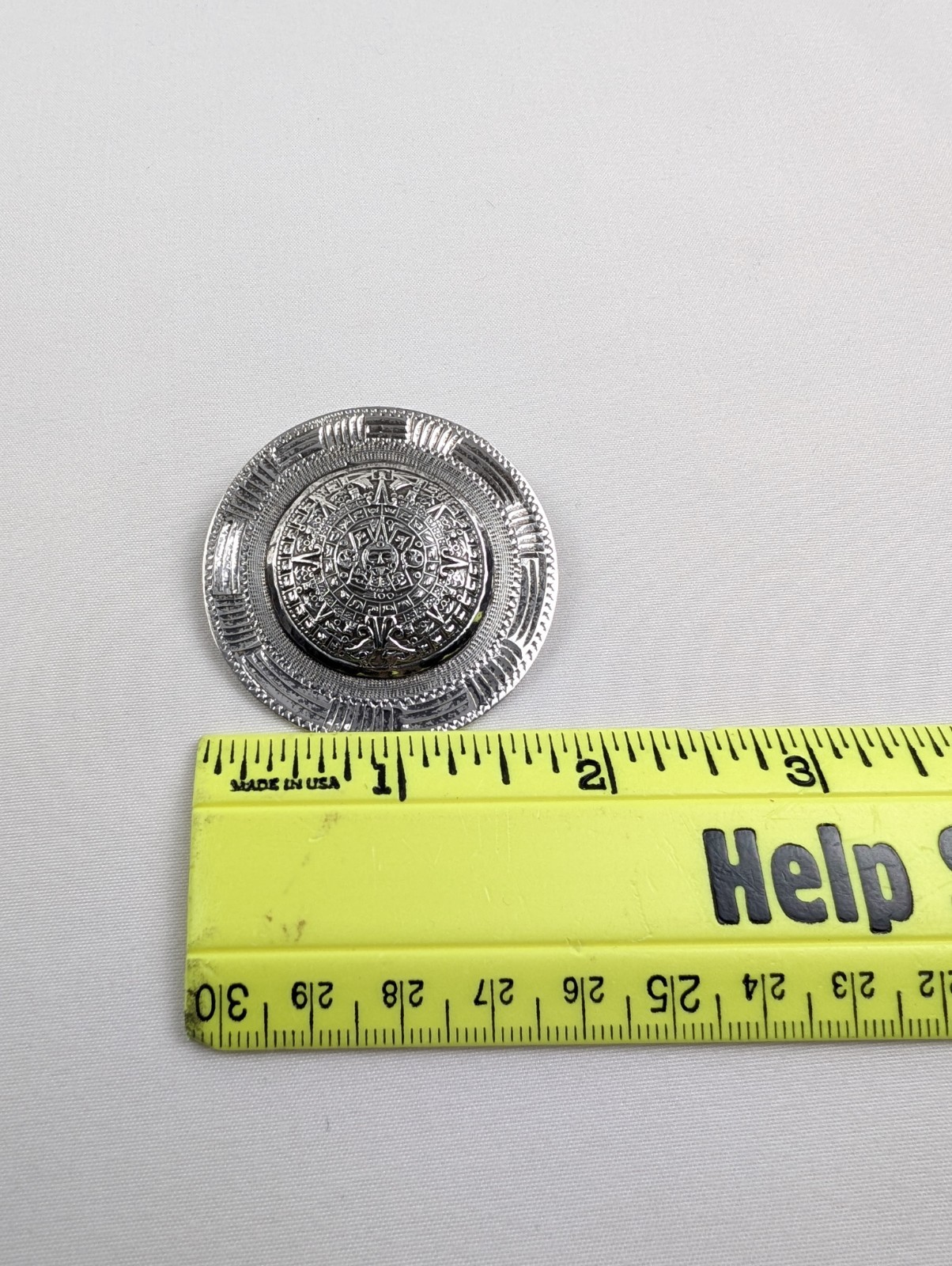 Vintage Taxco Sterling Silver Aztec Calendar Pendant/Brooch 15g 2″ Eagle 35