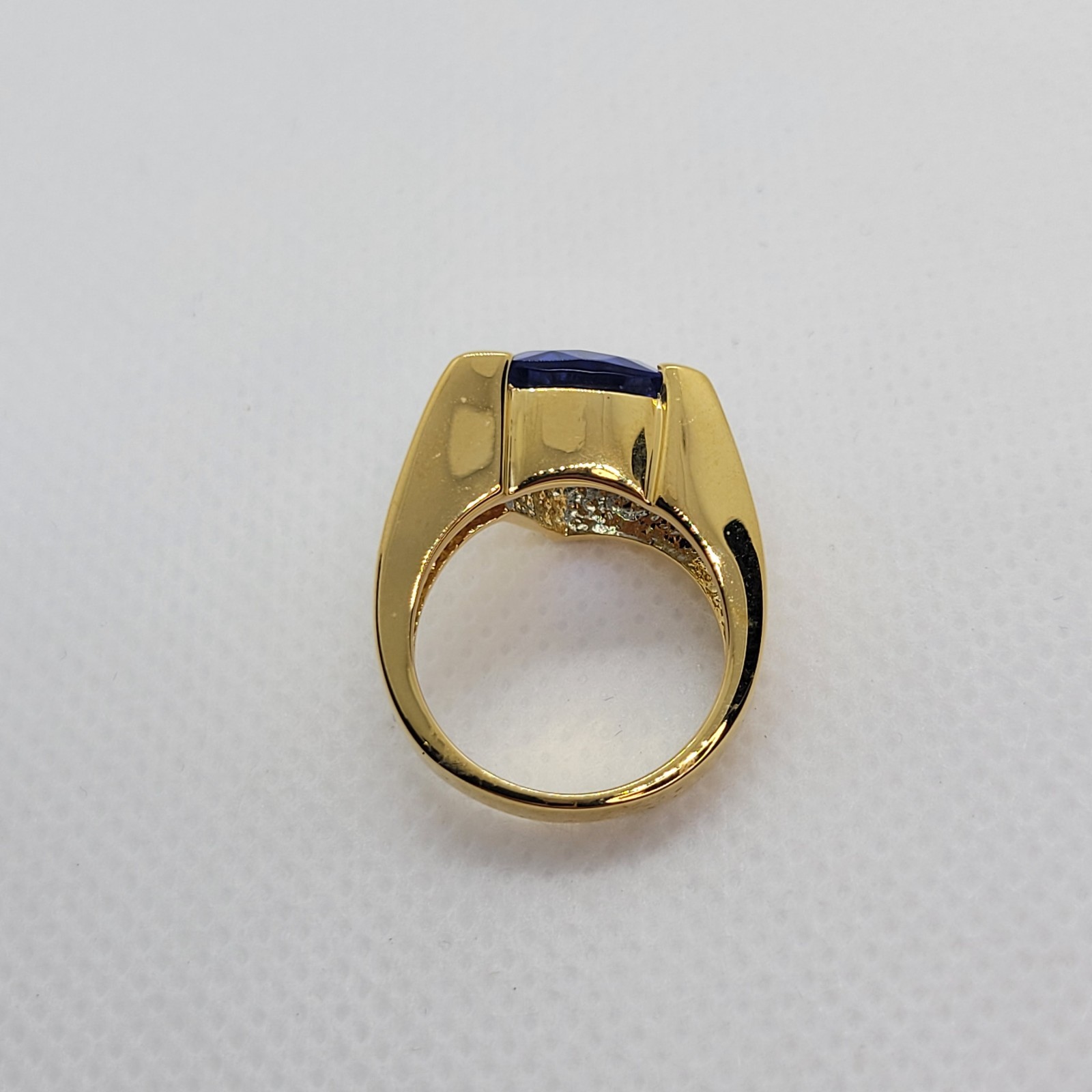 Vintage Sterling 925 Earrings Bracelet Ring Set Simulated Tanzanite Trillion Cut