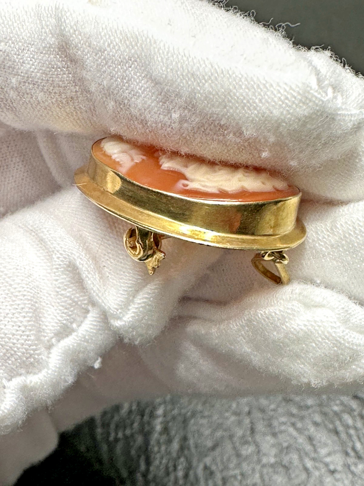 VINTAGE GOLD PLATED STERLING CAMEO CONVERTIBLE BROOCH PENDANT N751
