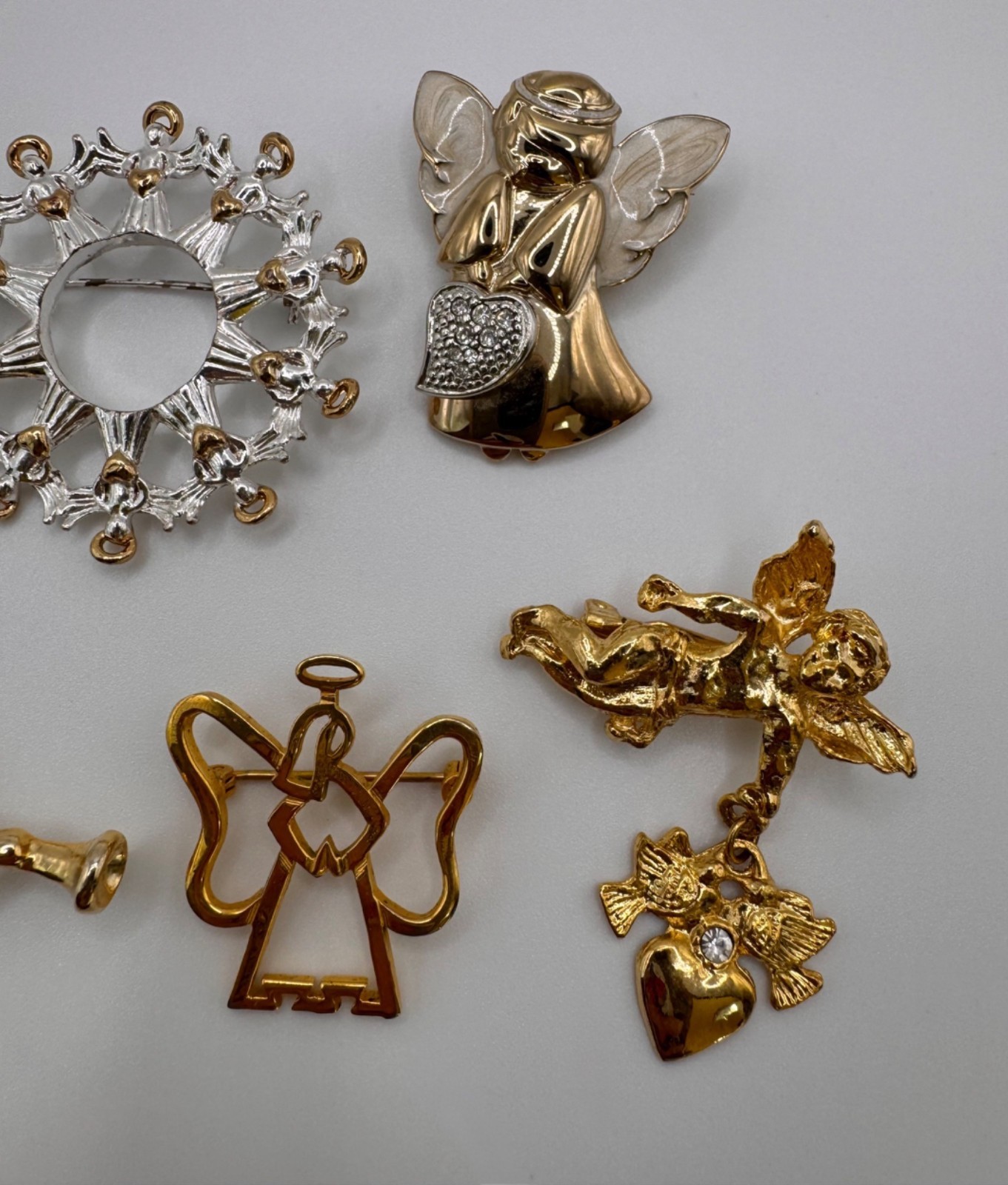 Vintage Angel Brooch Lot Signed Monet AAi Haskell Avon Mixed Craft Wearable