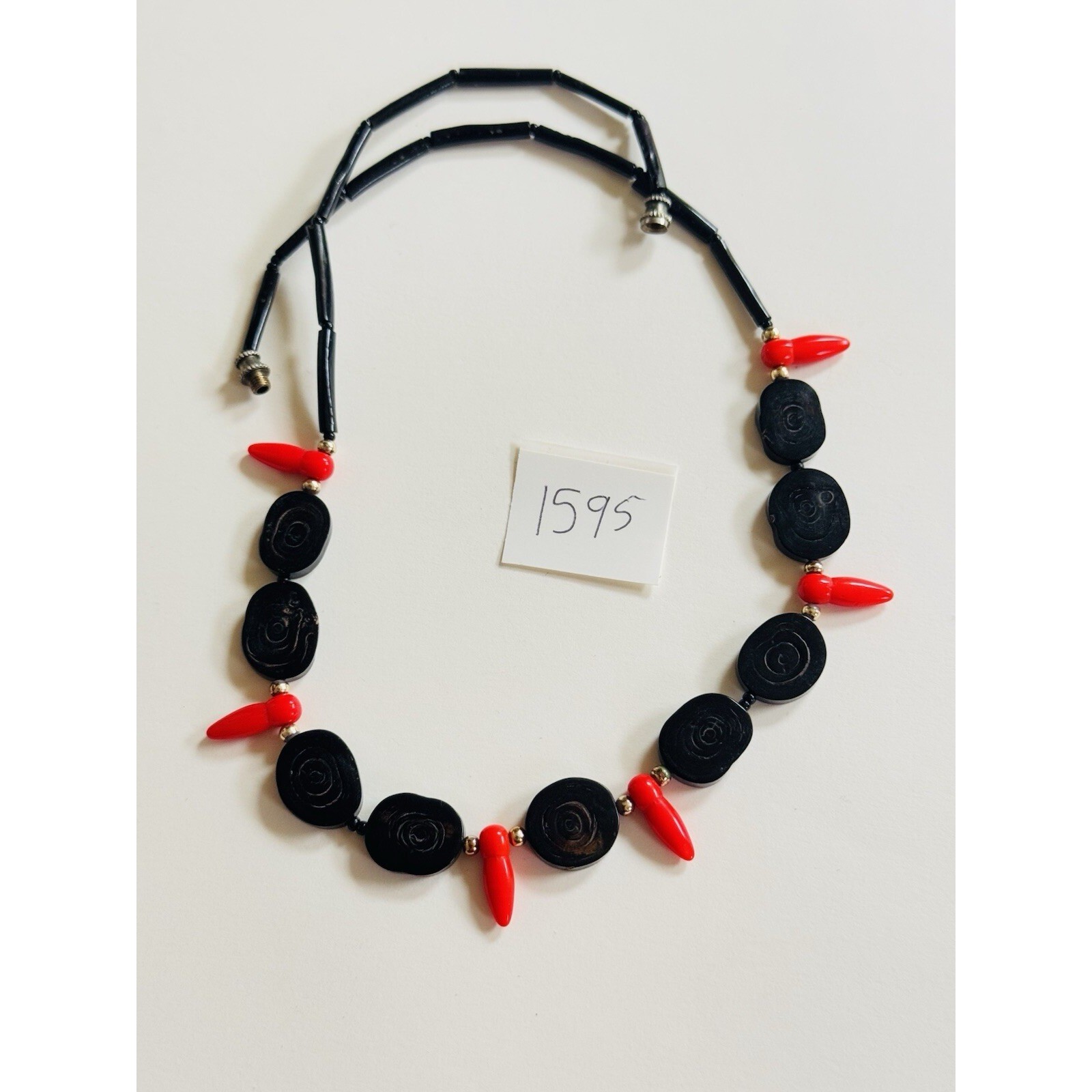 Black Coral VTG Necklace Collar Choker Natural Genuine Hawaiian Real Beads 18″