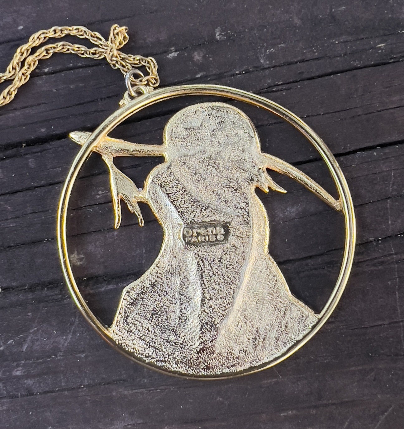 Vtg ORENA Paris Enamel French Art Deco Style Sophisticated Lady Necklace