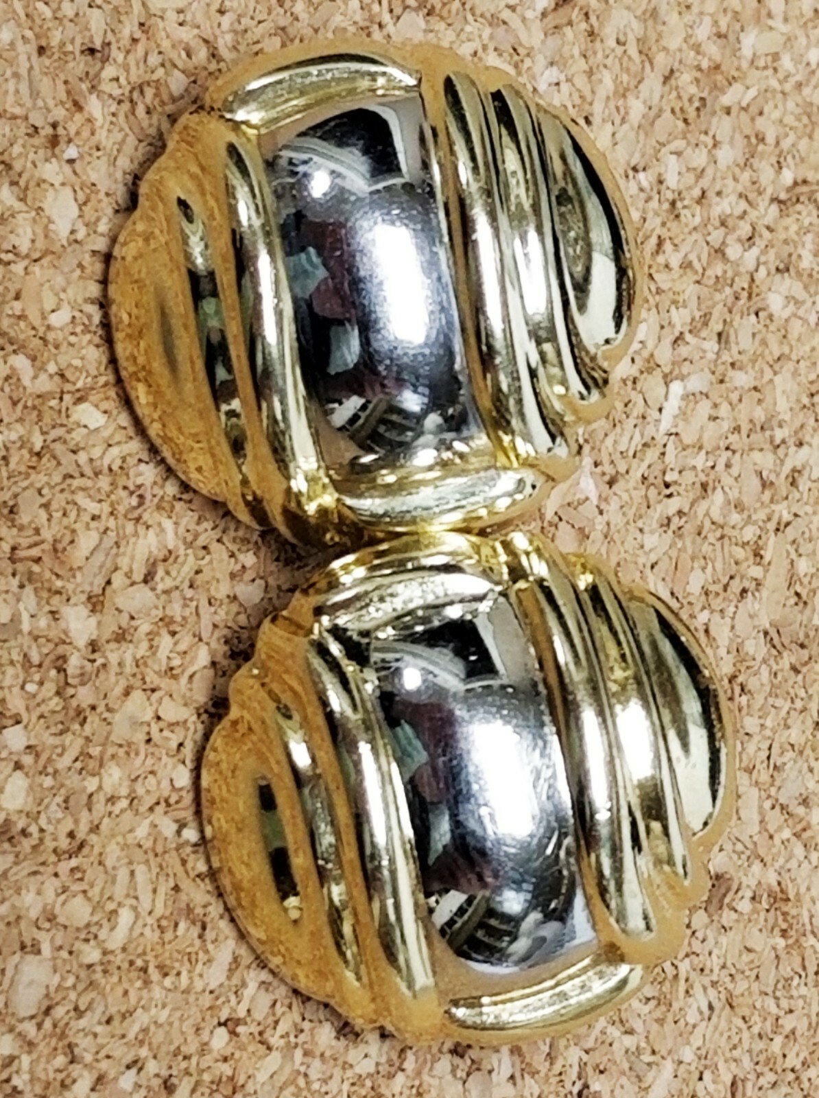 CHIMENTO Modernist 18K Yellow & White Gold Pierced French Clip Earrings 3/4″