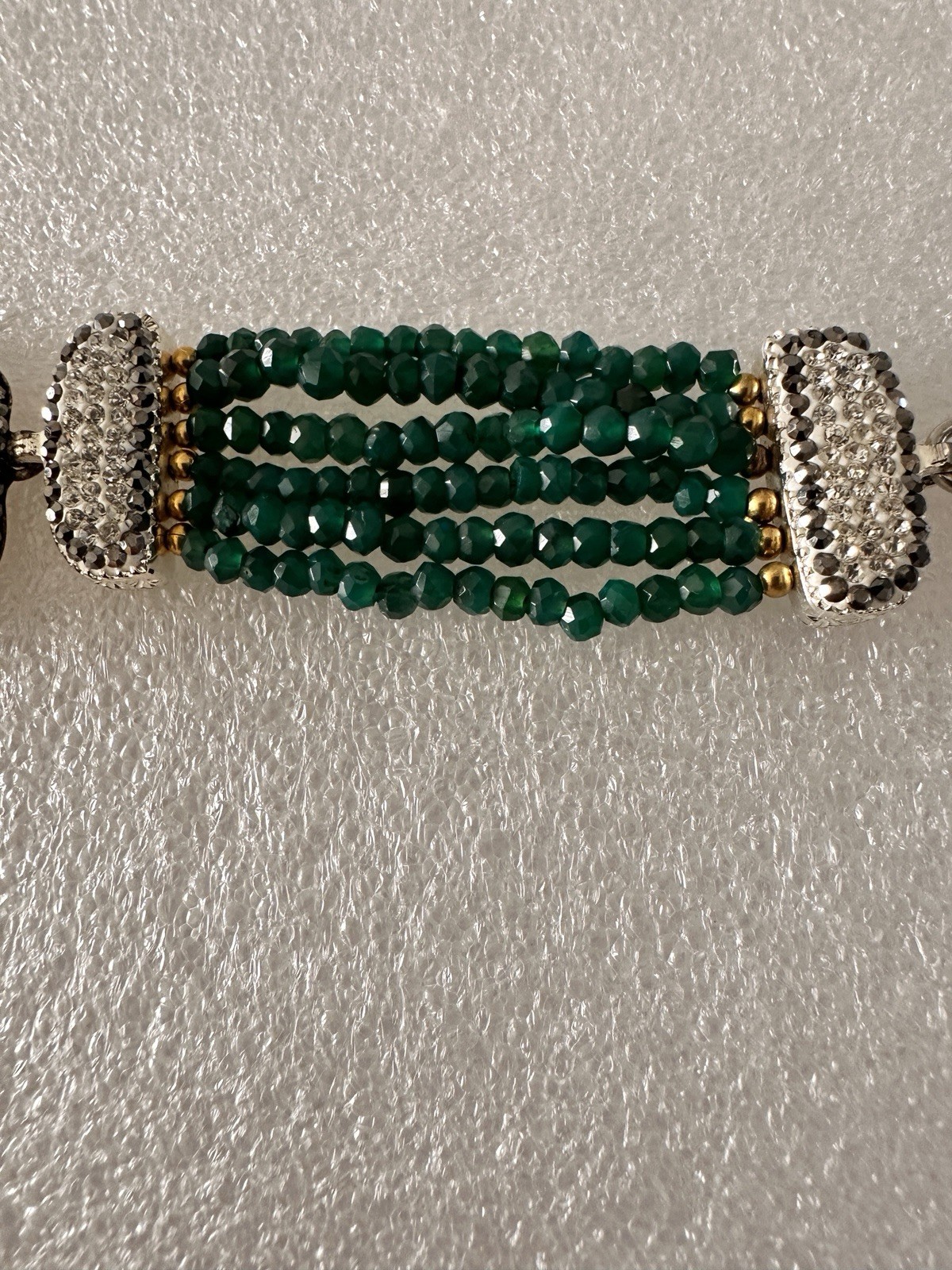 Vintage ladies bracelet 925 sterling silver and bronze with Gemstones.8″.