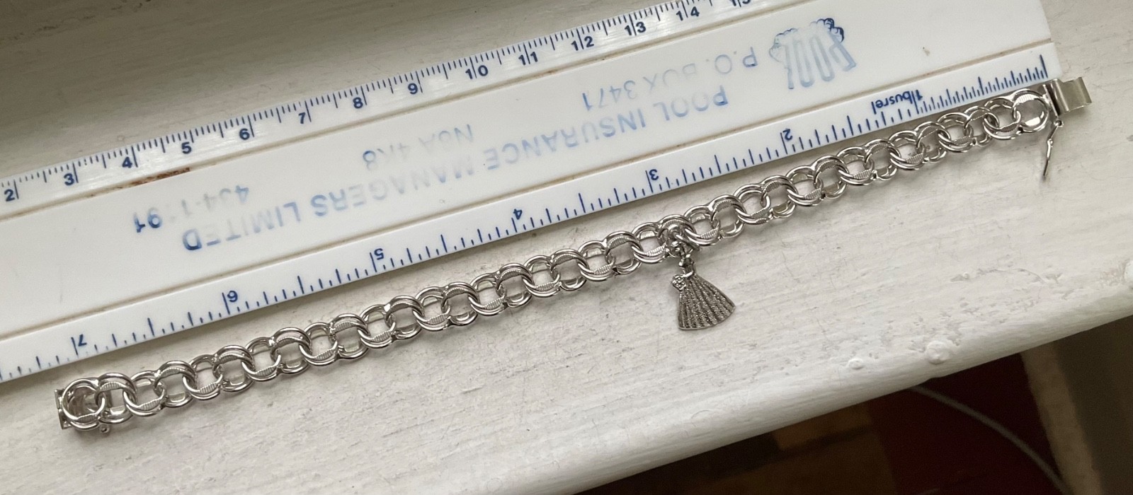 Vintage DYNASTY USA Starter SILVER CHARM BRACELET Wearable 7 1/4” Engraved