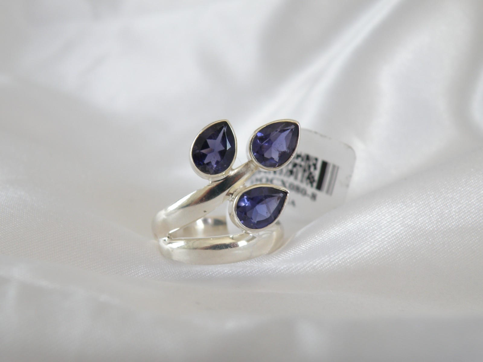 Chunky Sterling Silver 925 Bold Iolite Wrap Band Ring Size 8