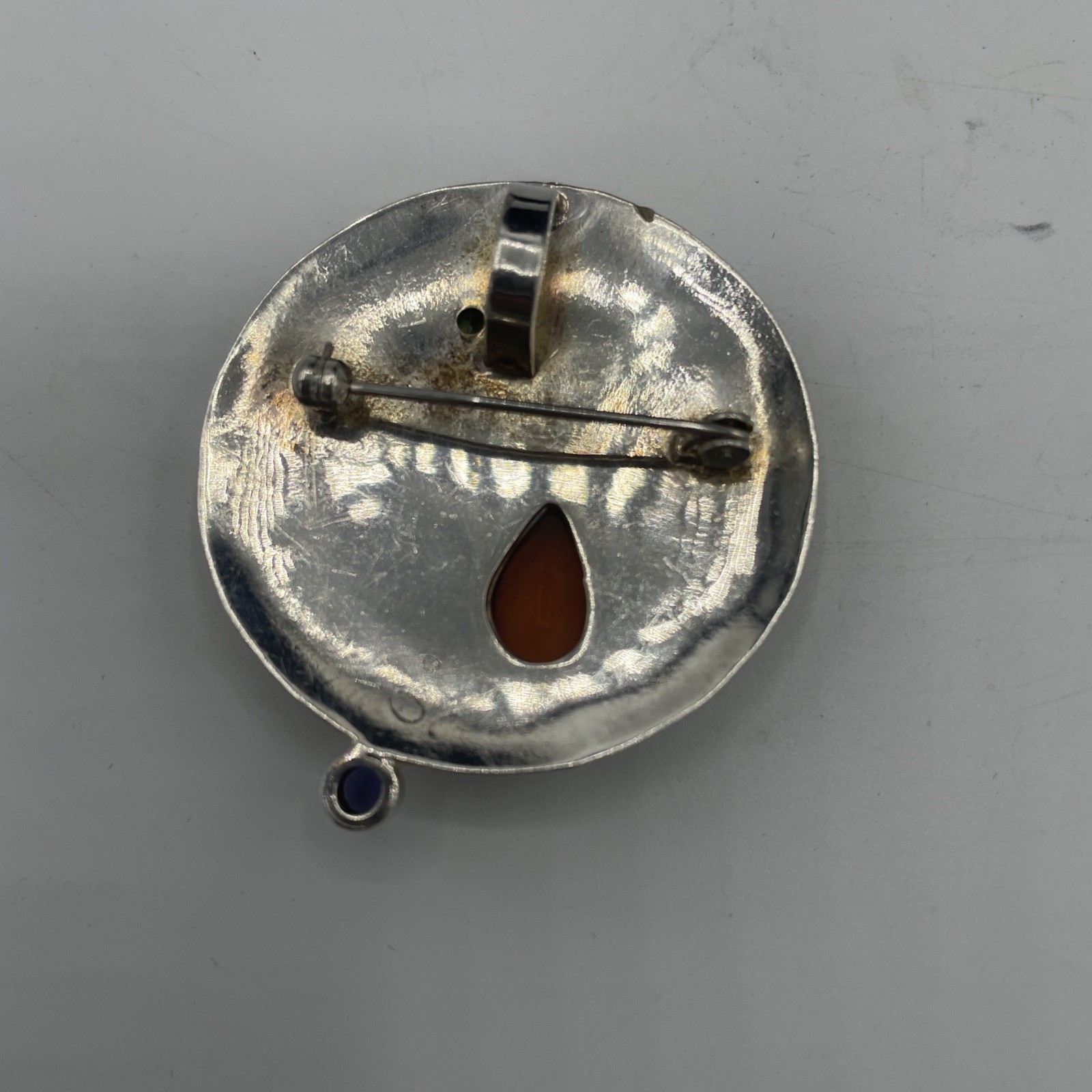 Sterling Silver Modernist Pendant Brooch With peridot Iolite Citrine