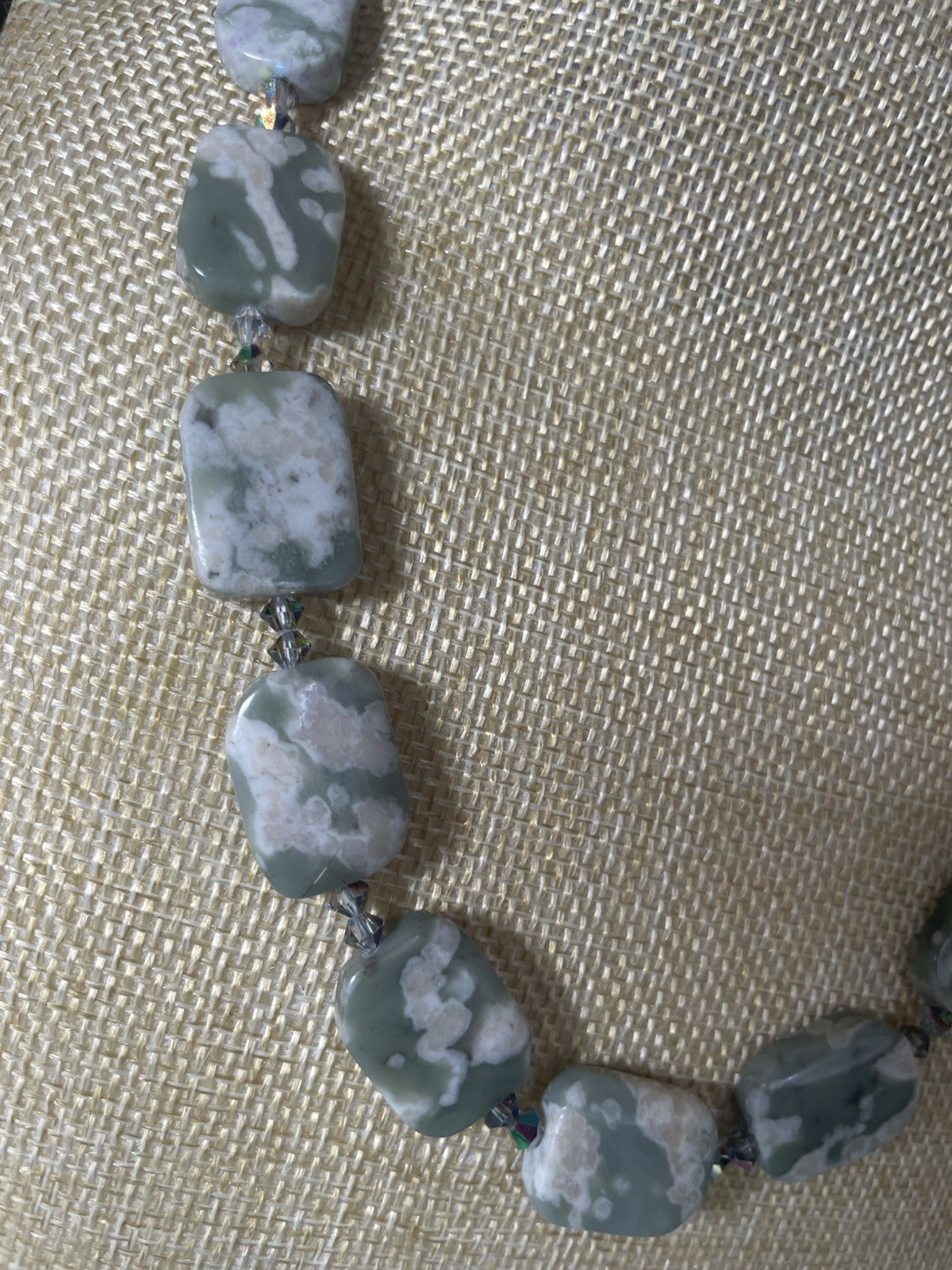 Vintage Brown Marbled Bead Long Necklace Faux Agate Acrylic Statement