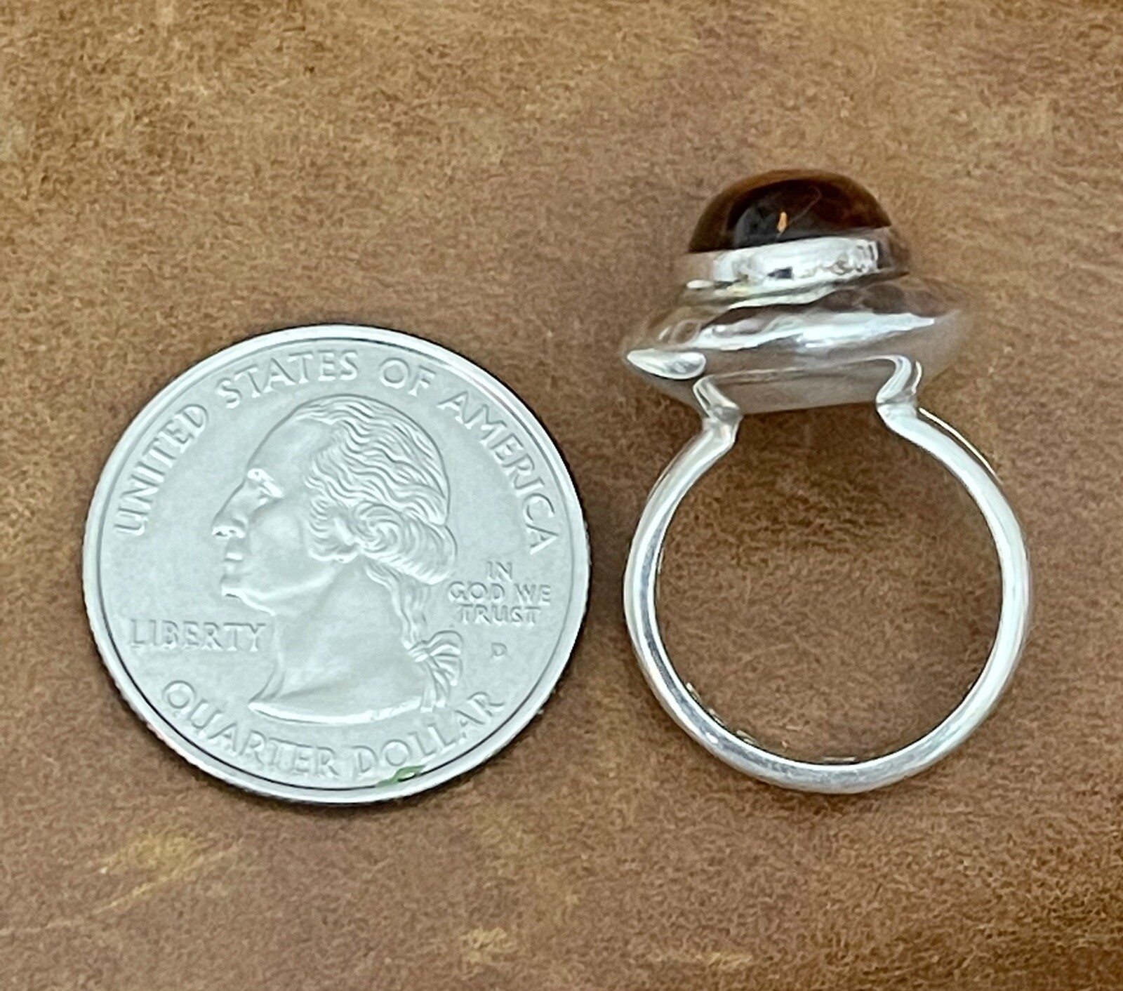 Mexican Designer Dominique Dinouart DDD Sterling Honey Amber Band Ring Size 6.25