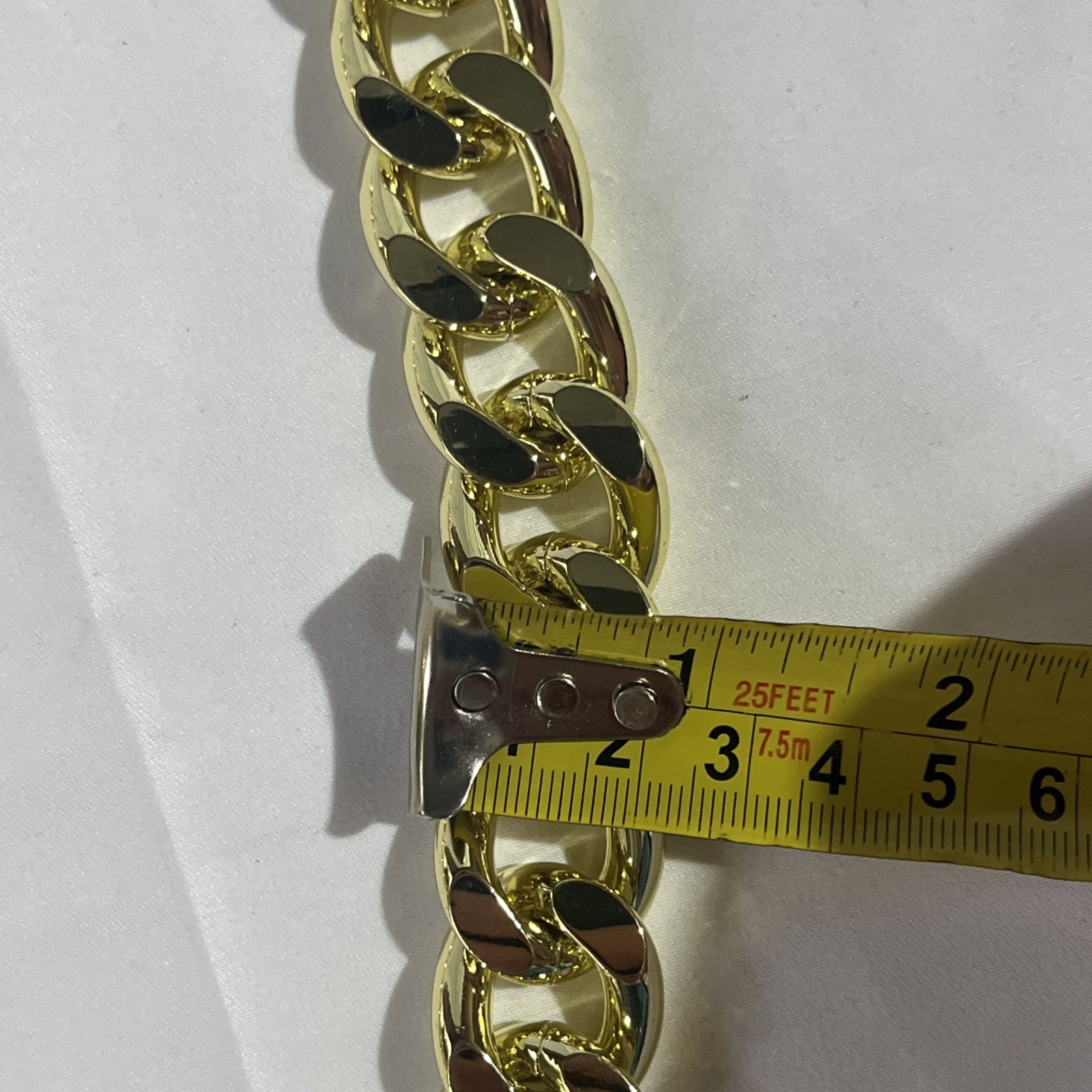 Yellow Gold Plate 20mmmm Wide Thick Curb Adjustable Link Chain Necklace