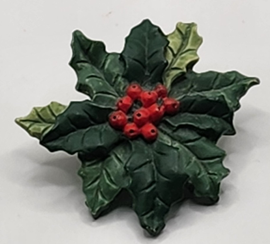 Scarce Vintage Hallmark Collectible Christmas Brooch Pin Green POINSETTIA