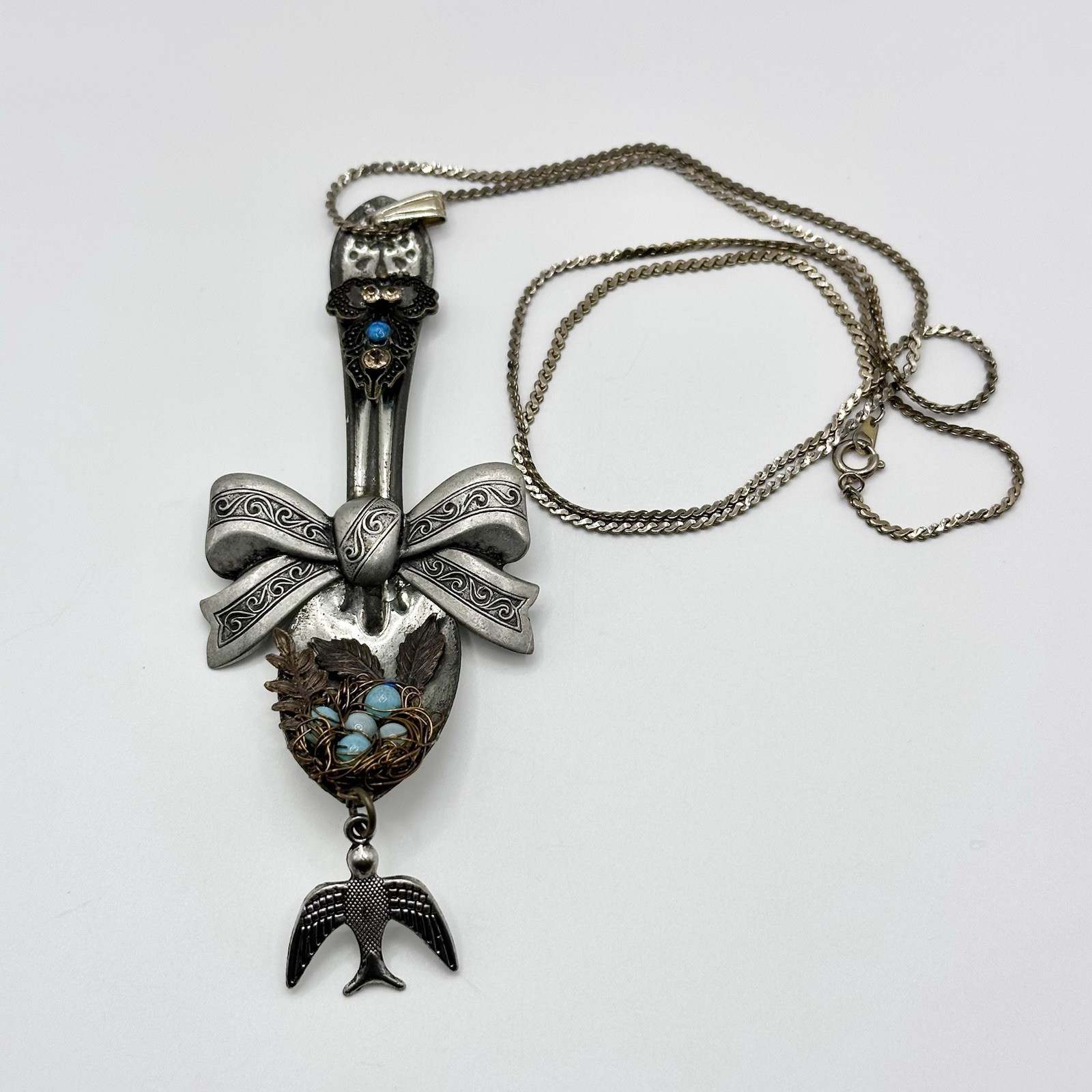 Artisan Vintage Spoon Pendant Necklace Decorative Southwestern Nature 24”