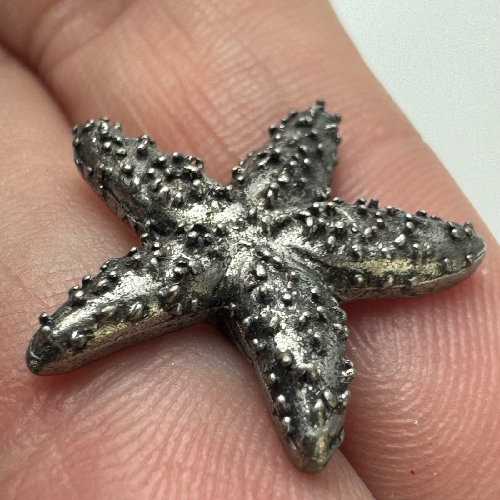 Vintage Clift Pewter Starfish Lapel Pin Sea Life Ocean Beach Textured Silver