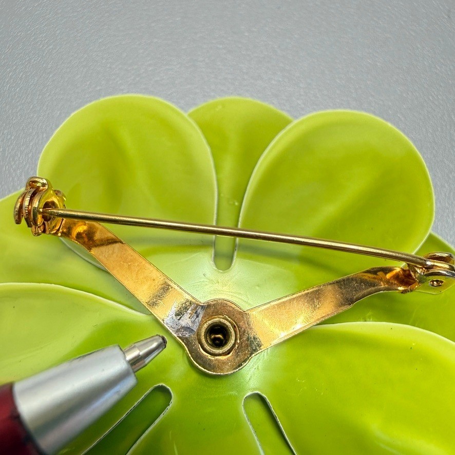 Vintage Brooch Earring Lot Lime Green Enamel Gold Tone Flower Ladybug Enamel