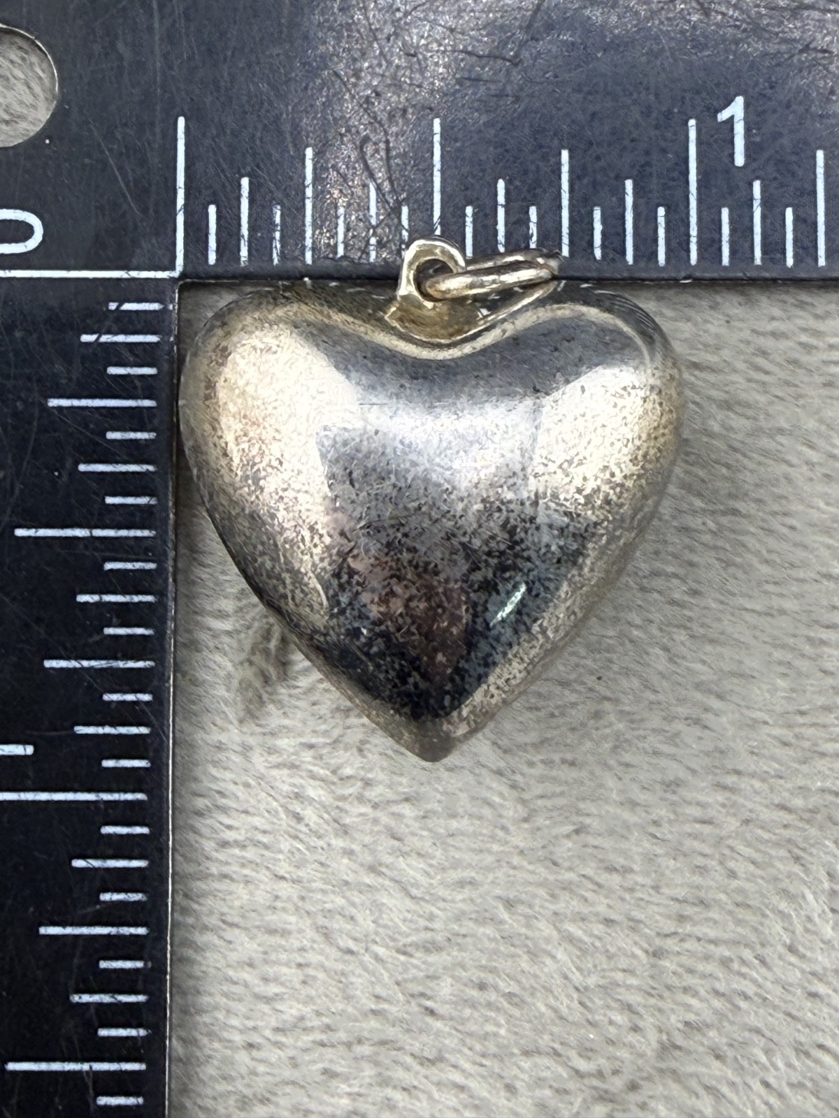 Vintage Puff Heart Pendant Silver Tone