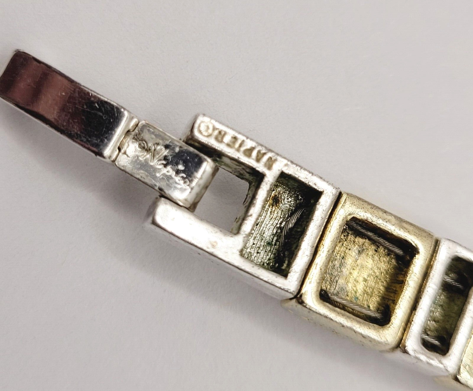 Napier Vintage Textured Gold & Polished Silver Tone Link Bracelet 7.25 In Signed