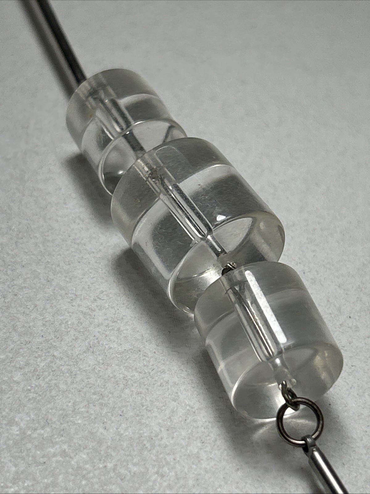 Clear Cylinder Shape Lucite Beaded Metal Necklace