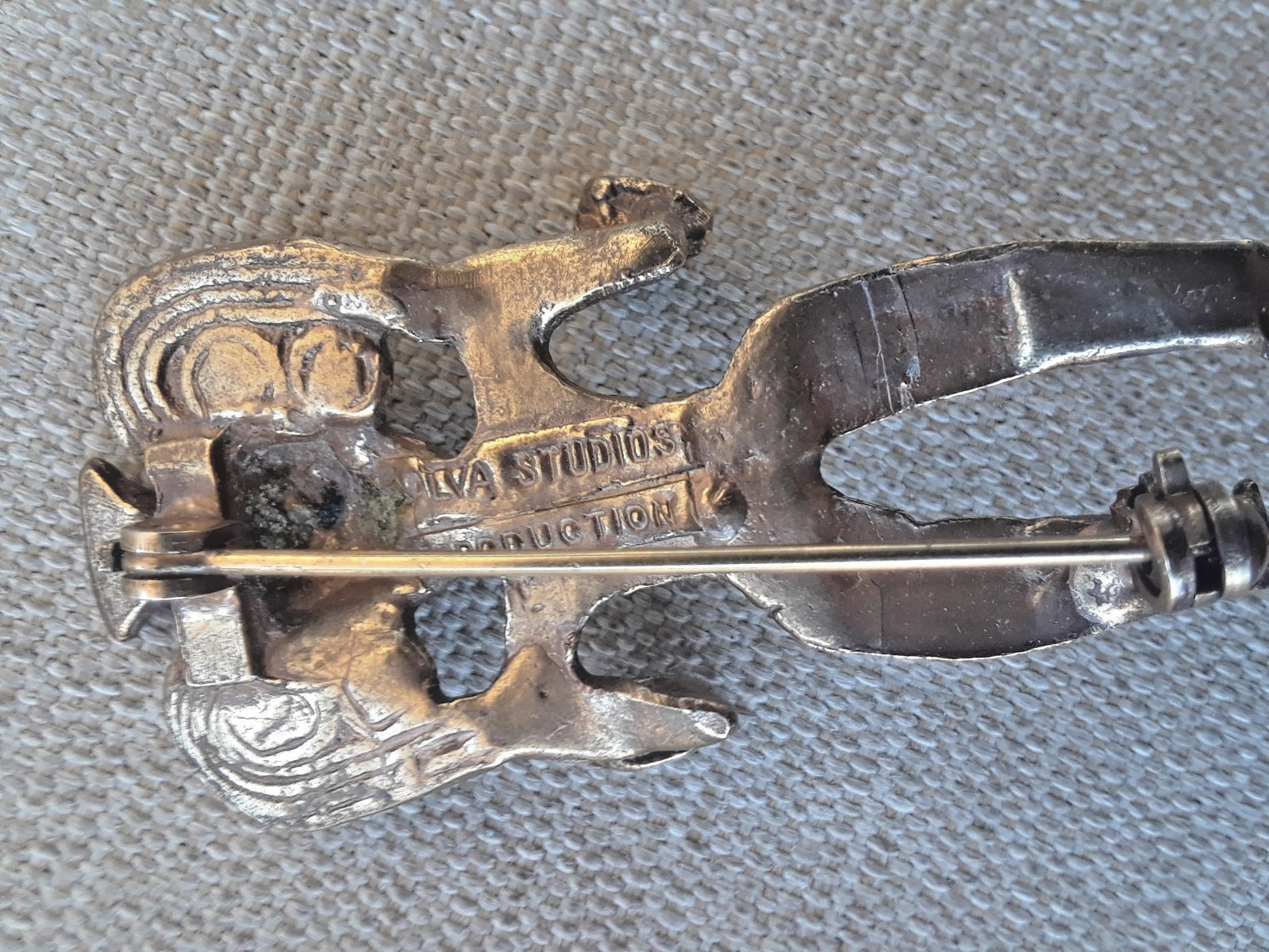 Vtg 1950s Alva Studios Museum Reproductions Calima Mayan Figural Brooch signed