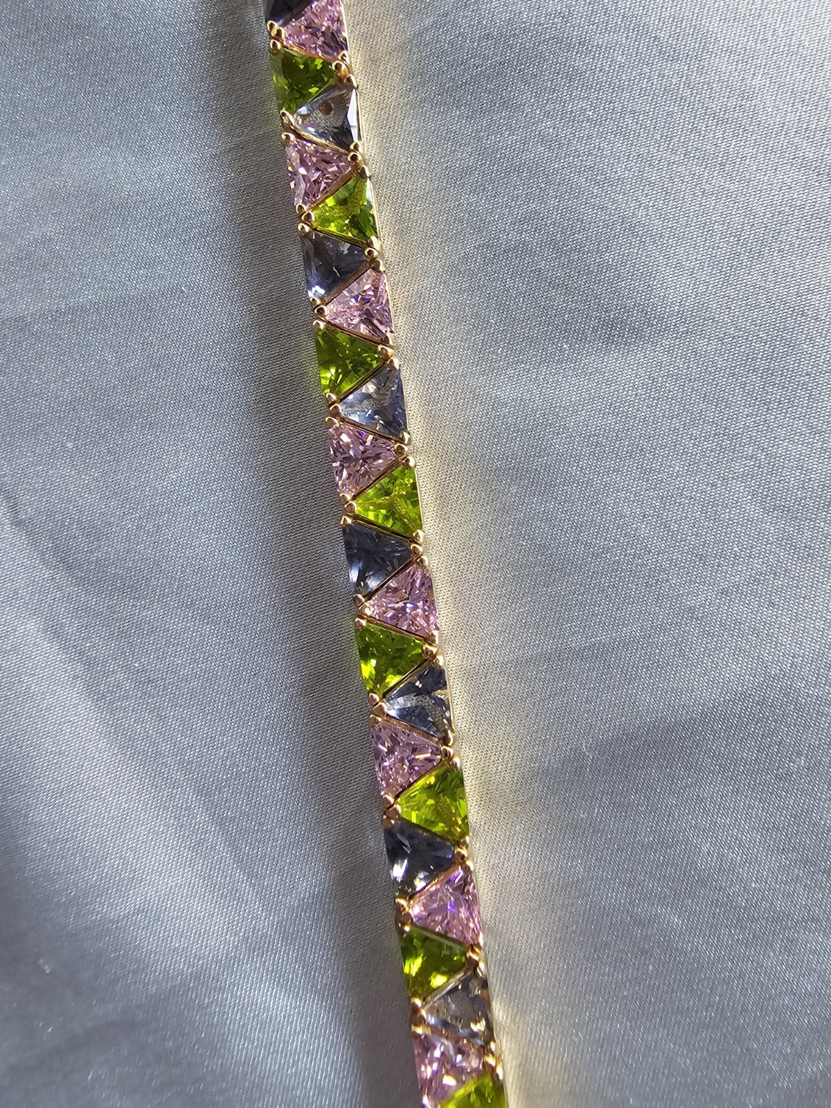 SUZANNE SOMERS 925 STERLING SILVER VERMEIL MULTICOLORED TRILLION CUT BRACELET
