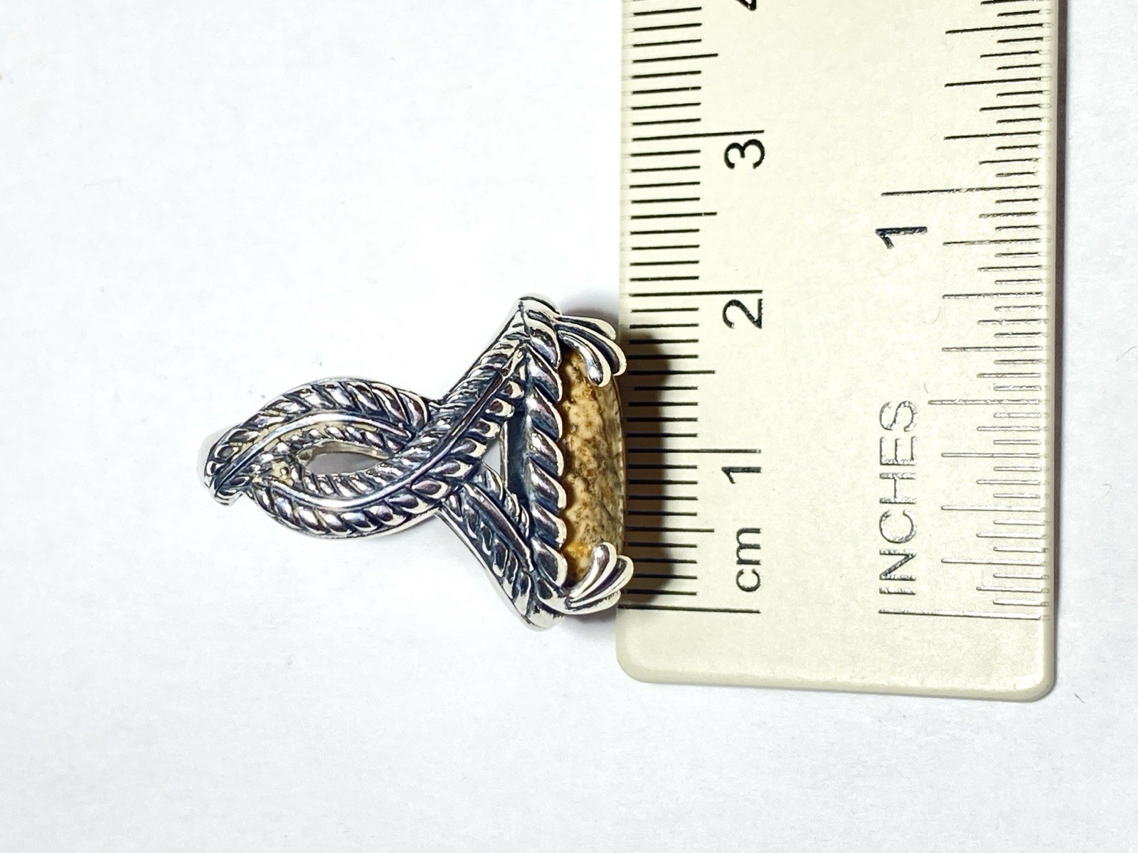 Vintage Caroyln Pollack Relios Sterling Woven Rope Picture Jasper Ring Size 8