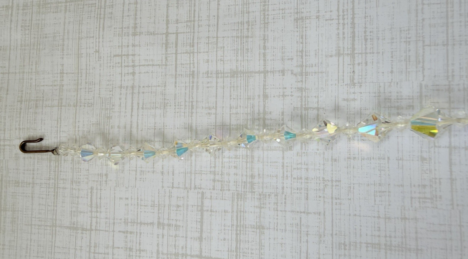 Vintage AB Aurora Borealis Crystal Bicone Bead Choker Necklace Jewelry