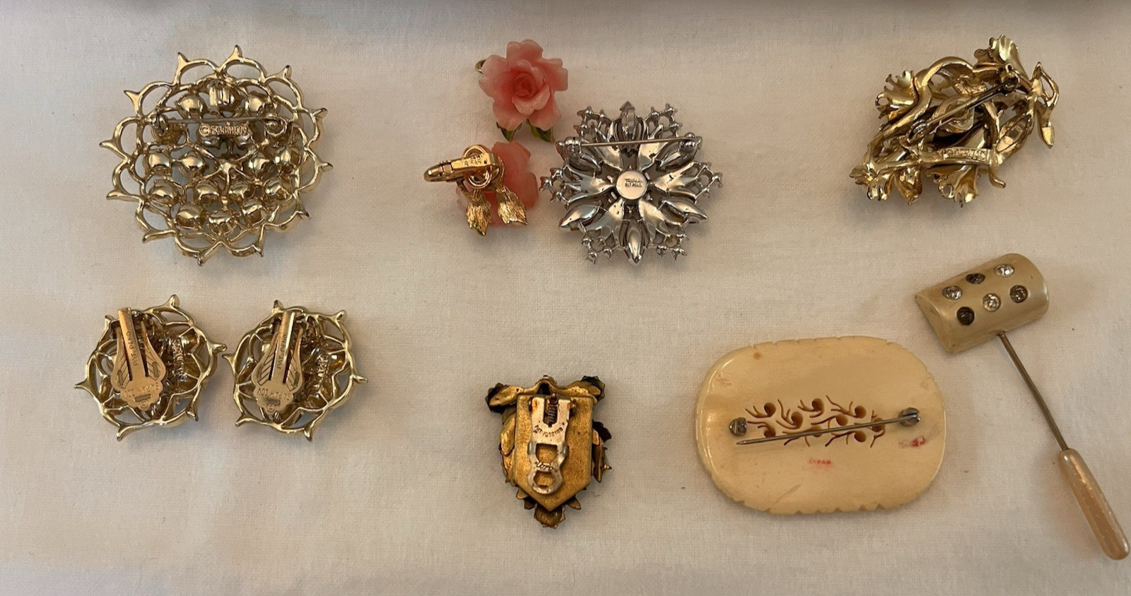 Vintage Lot Brooches/Pins, Earrings Florenza-Trifari-Coro-SaraCov