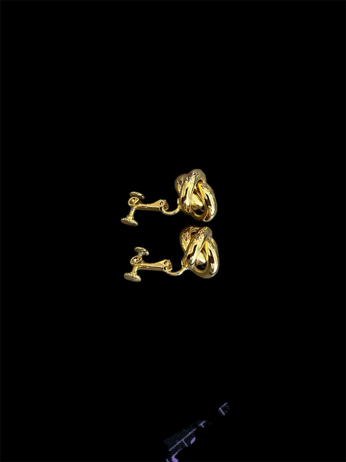Vintage Gold Tone Love Knot Screw Back Earrings Classic